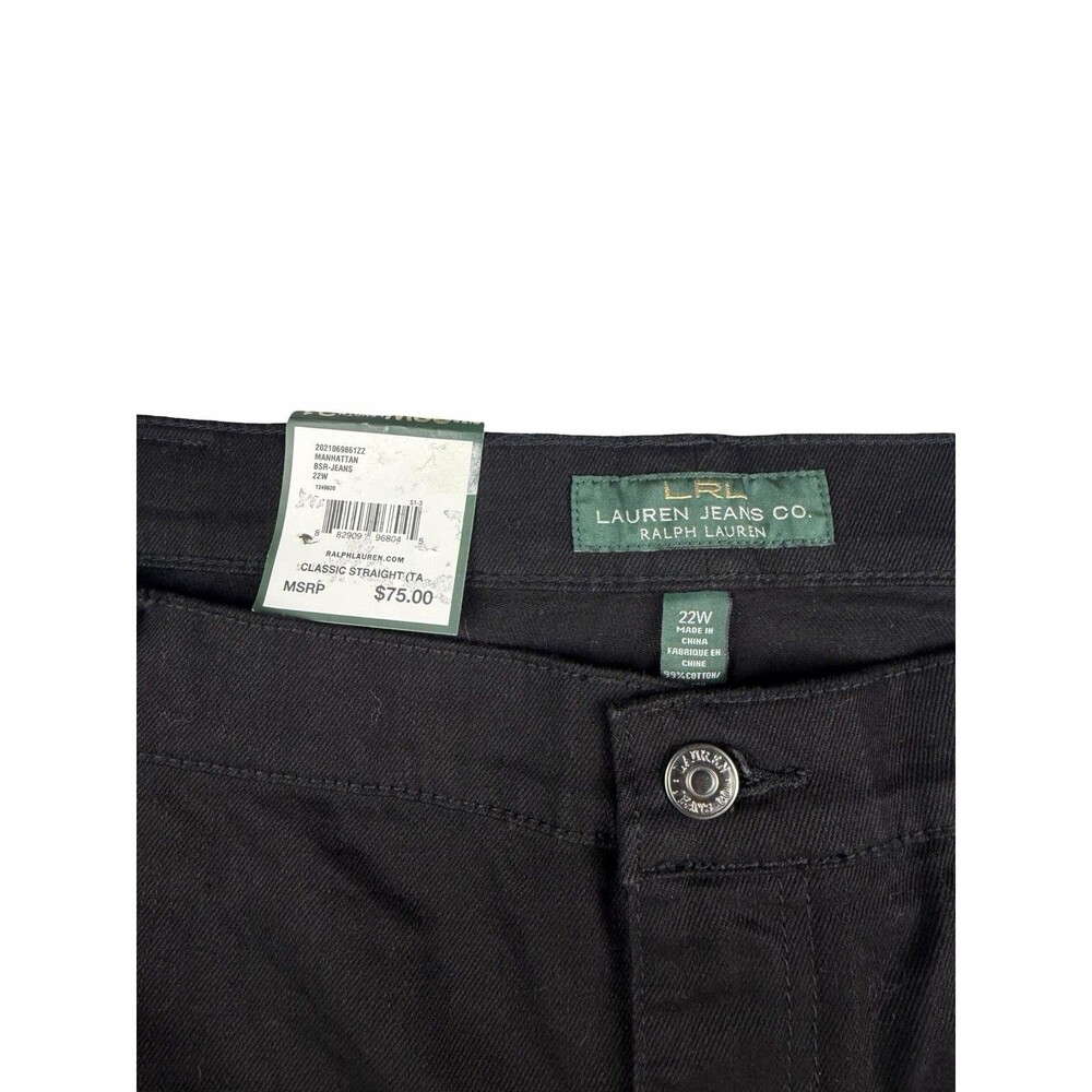 NWT Ralph Lauren Jeans Co Black Classic Straight Jeans Womens Size 22W x 31 - Picture 3 of 8